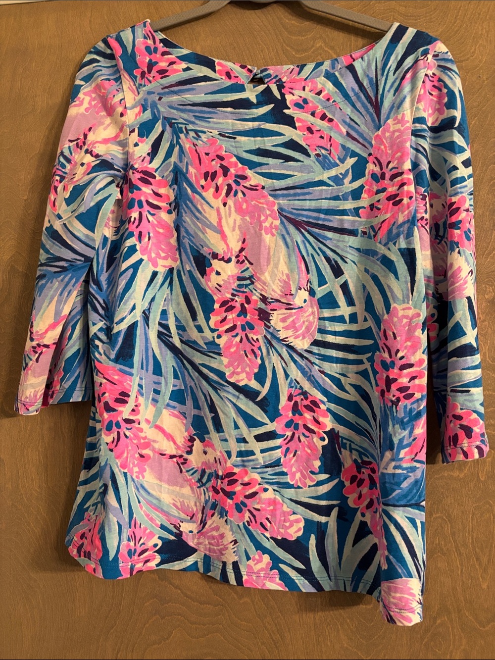 Lilly Pulitzer Women´s Waverly Top Size small 3/4 Sleeve Mr. Peacock Tweetheart